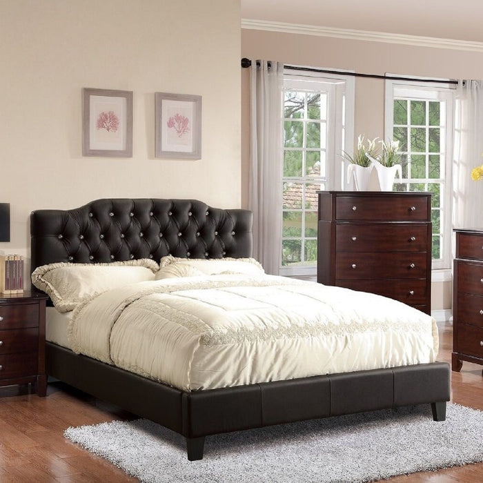 Modern Bed Frame With Tufted Upholstered Headboard