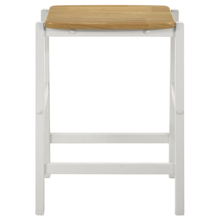 Prager - 3 Piece Kitchen Island Counter Table Set With Overhead Rack And Backless Stools - White