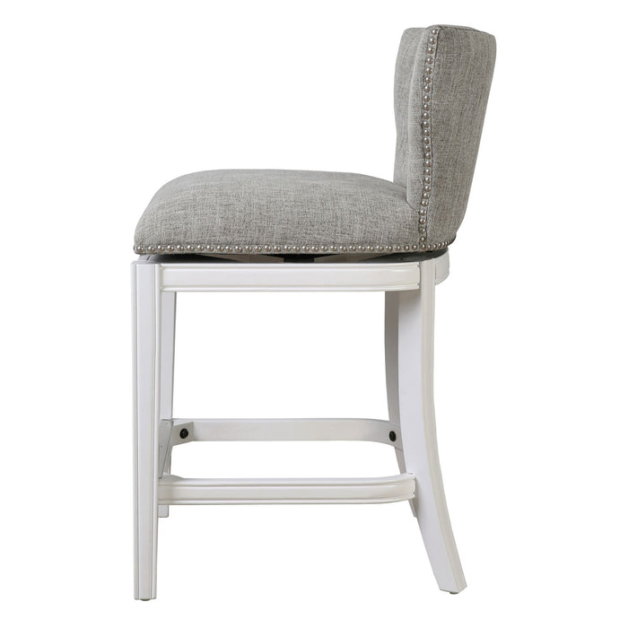 Upholstered Swivel Stool With Back