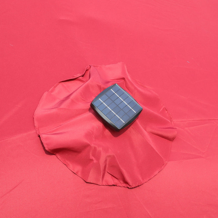 Double- Sided Outdoor Market Umbrella With Lights And Base