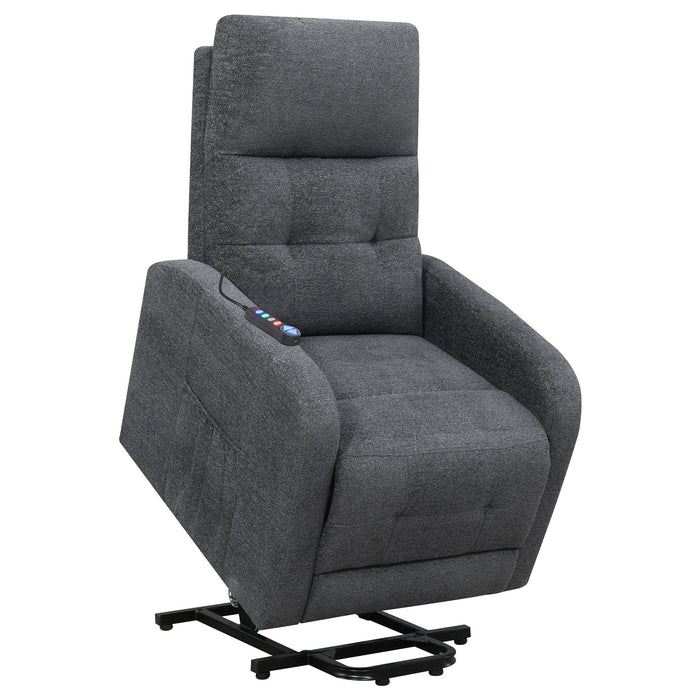 Lyle - Upholstered Power Massage Chair With Heat And Remote Control - Charcoal