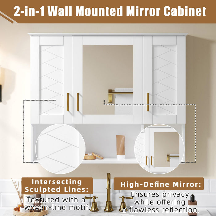 Modern Wall Mounted Medicine Cabinet With Adjustable Shelves, Soft Close Doors, High Define Mirror