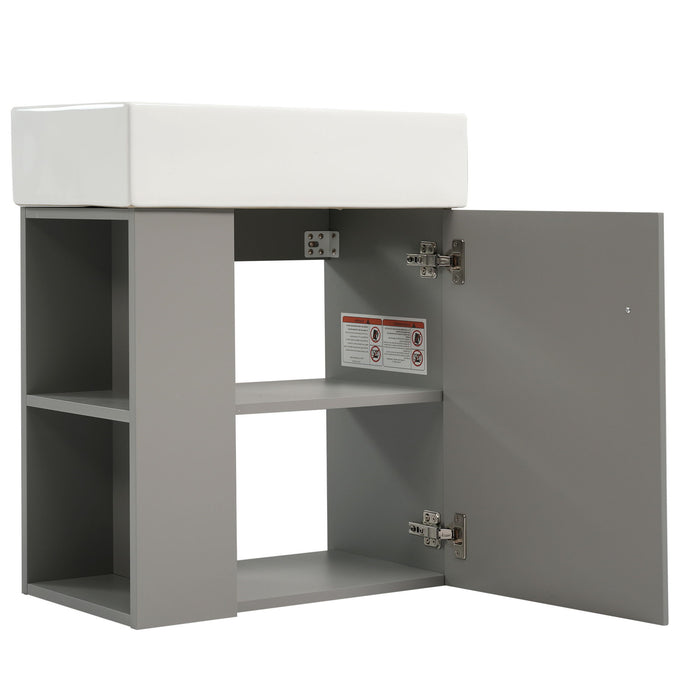 Modern Floating Bathroom Vanity With Ceramic Basin Perfect For Small Bathrooms