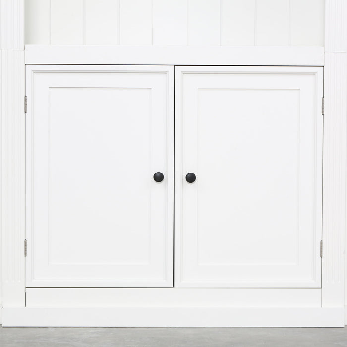 Retro Style 3 Piece Bookcase Display Cabinet With Adjustable LED Lighting, Tempered Glass Shelves - White