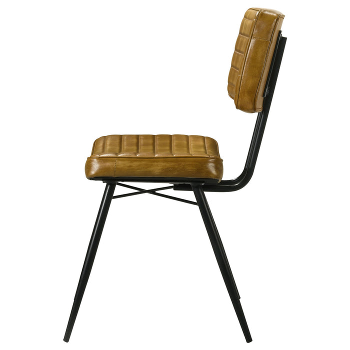 Tufted Side Chairs Upholstery And Tapered Legs (Set of 2) - Camel