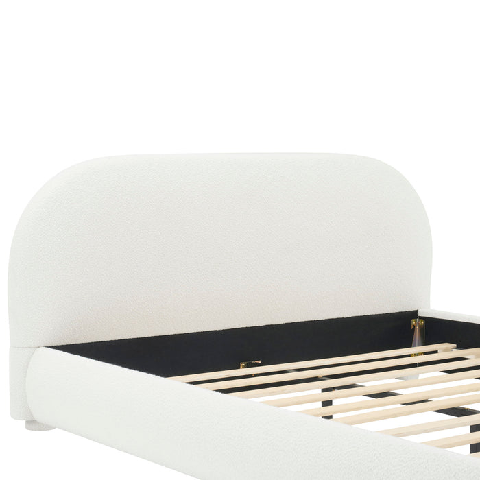 Upholstered Simple Modern Bedroom Bed With Curved Headboard