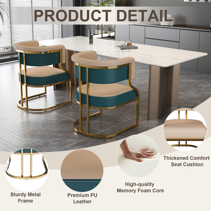 Dining Chairs Ergonomic Curved Backres (Set of 2) - Blue / Neutral