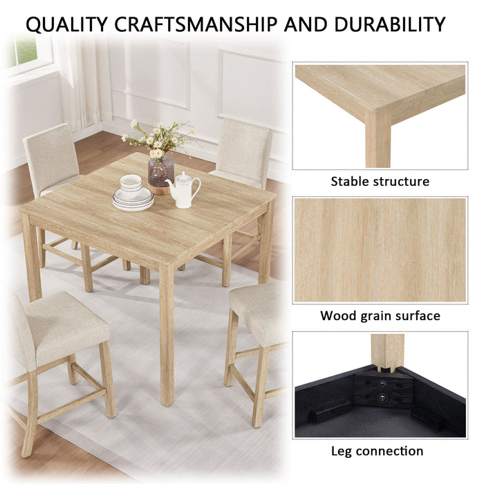 5 Piece Counter Height Table Set With 4 Chairs