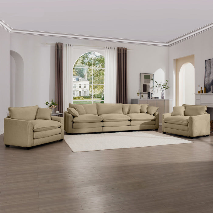 Elegant Corduroy Oversized Sectional Sofa Set With Deep Seats And Flexible Layout