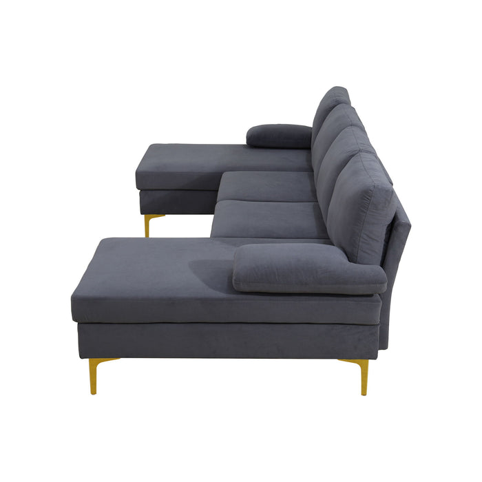 U - Shaped Sectional Sofa With Double Chaise
