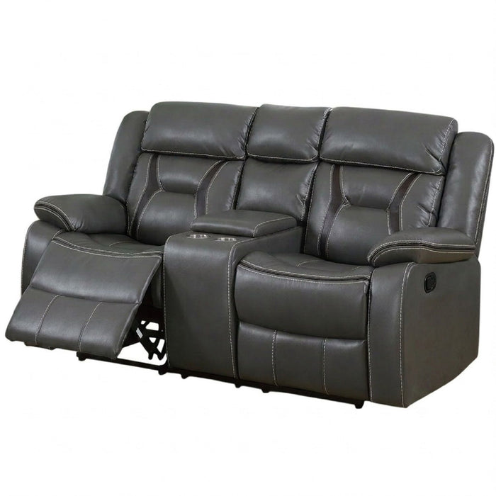 Modern Reclining Loveseat With Console, Cup Holders, Storage