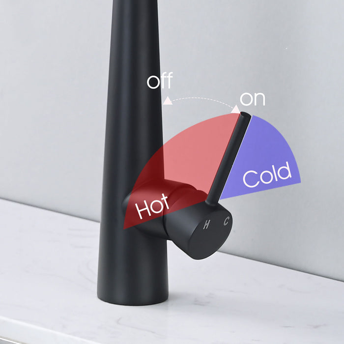 Commercial Kitchen Faucet With Pull Down Sprayer And Magnetic Docking Spray Head - Matte Black