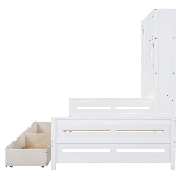Daybed With All-In-One Cabinet And Shelf