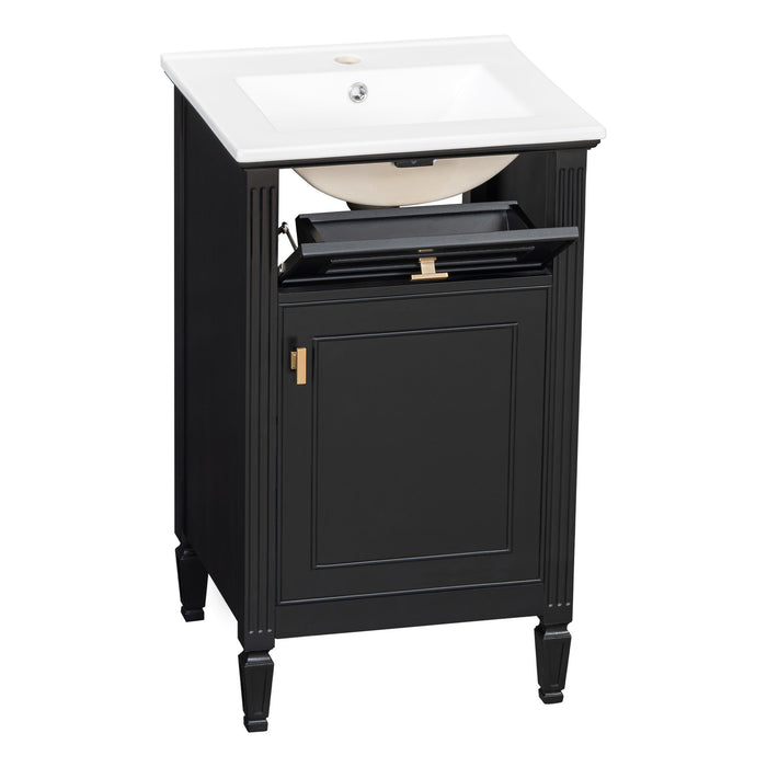Bathroom Vanity With Sink, Adjustable Shelf, Tilt-Out Drawer