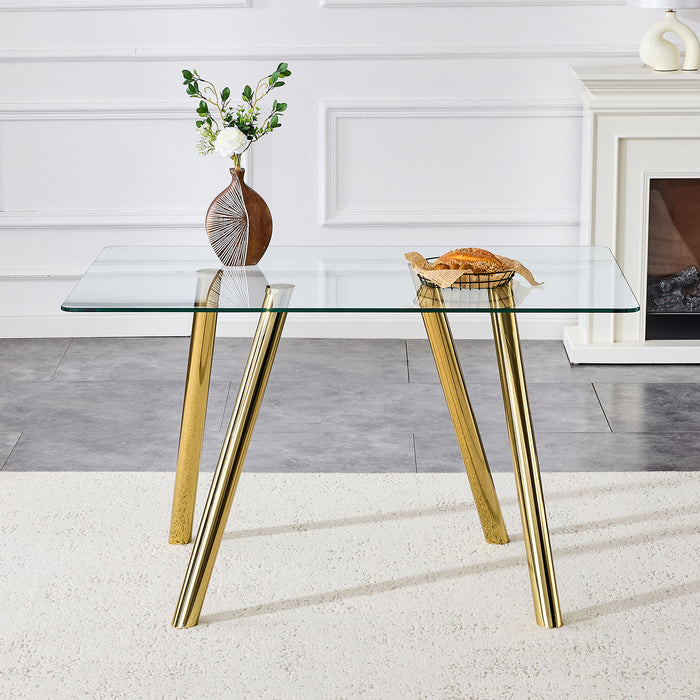 Rectangular Design Dining Table - Gold