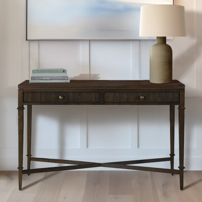 Fluted - 2 Drawer Storage Console Table - Brown