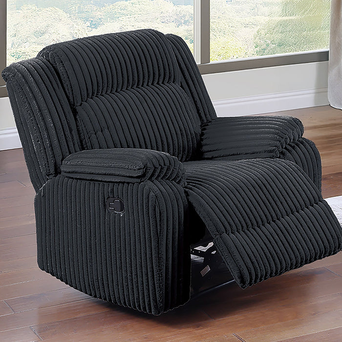 Motion Recliner Chair With Plush Armrests For Living Room, Soft Seat - Black