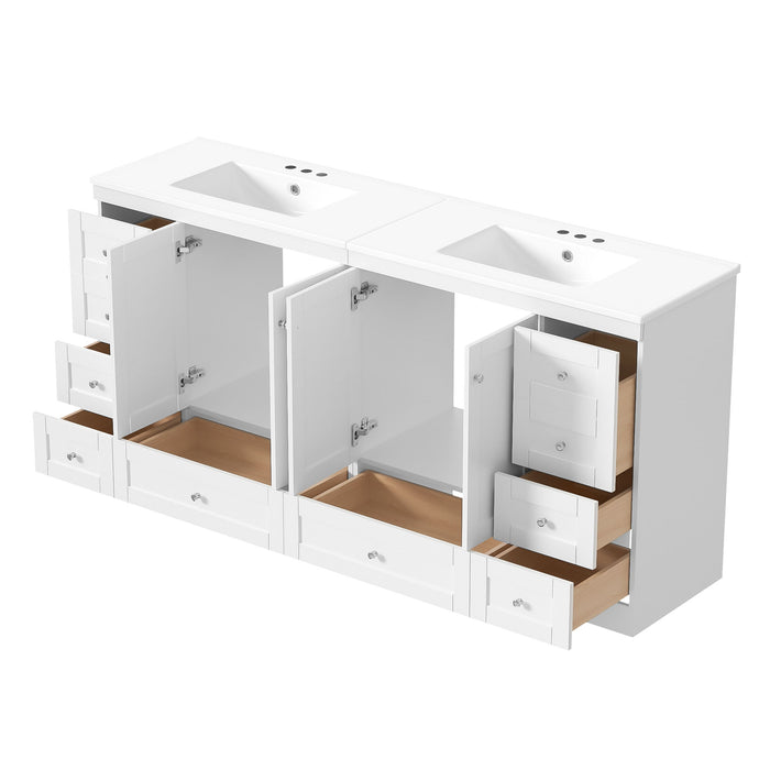 Shaker Free Standing Bathroom Vanity Cabinet & Sink, Soft Close Drawers, Soft Close Doors
