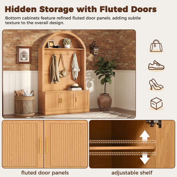 Arched Top Hall Tree With 5 Hooks