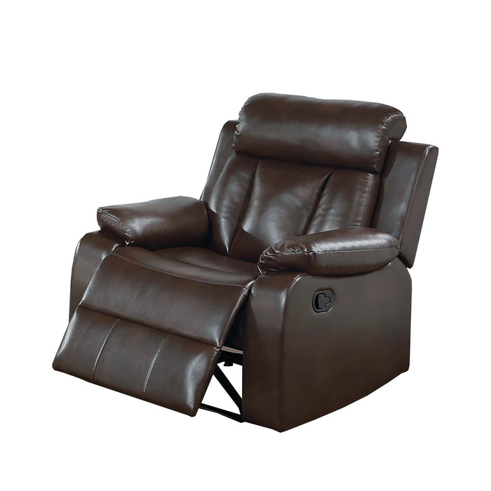 Leatherette Recliner With Pillow Arms And Headrest For Living Room - Brown