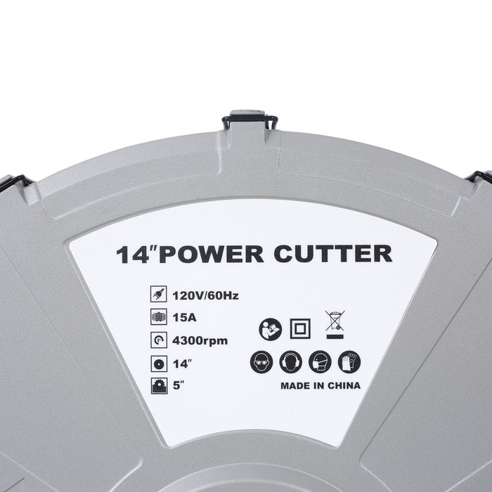 Portable Electric Corded Circular Concrete Saw 14" Wet / Dry Cutter 2600W Green Steel With Water Line & Guide Roller - Green