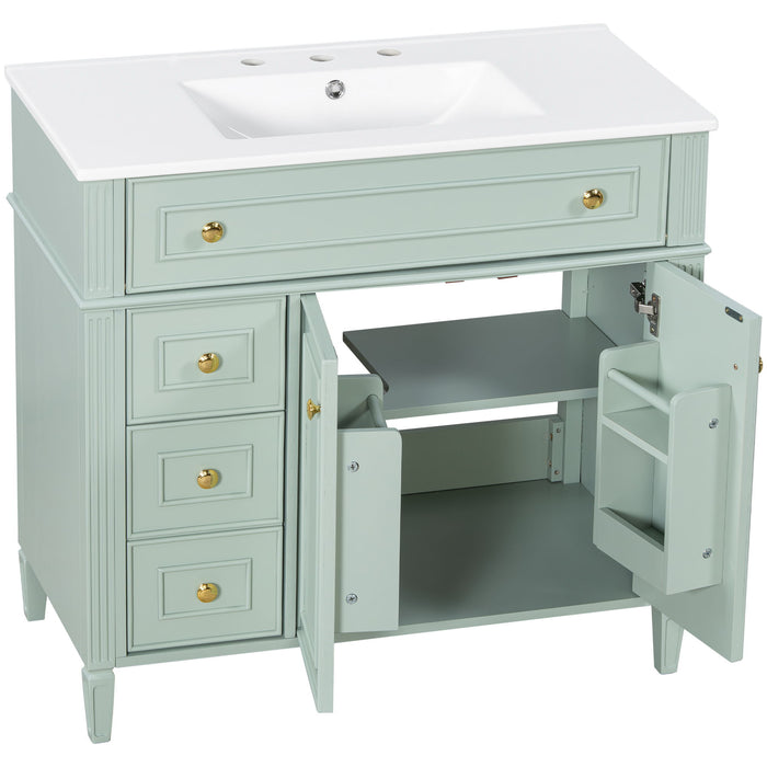 Bathroom Vanity With Sink, 3 Drawers & 2 Soft-Close Doors