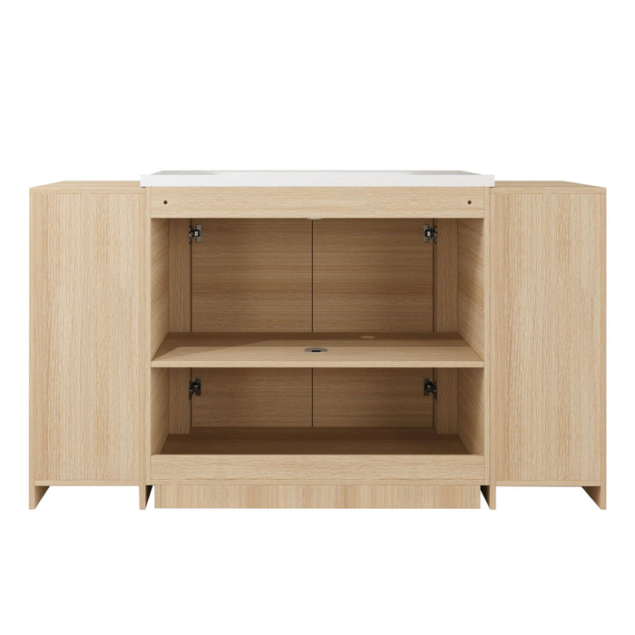 Freestanding Bathroom Vanity With Sink, 2 Small Storage Cabinets, Soft Close Doors
