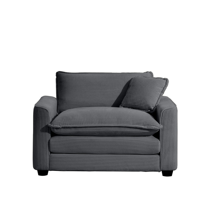Modern Classic Corduroy Fabric Single Chair Deep Seat Sofa With Pillow