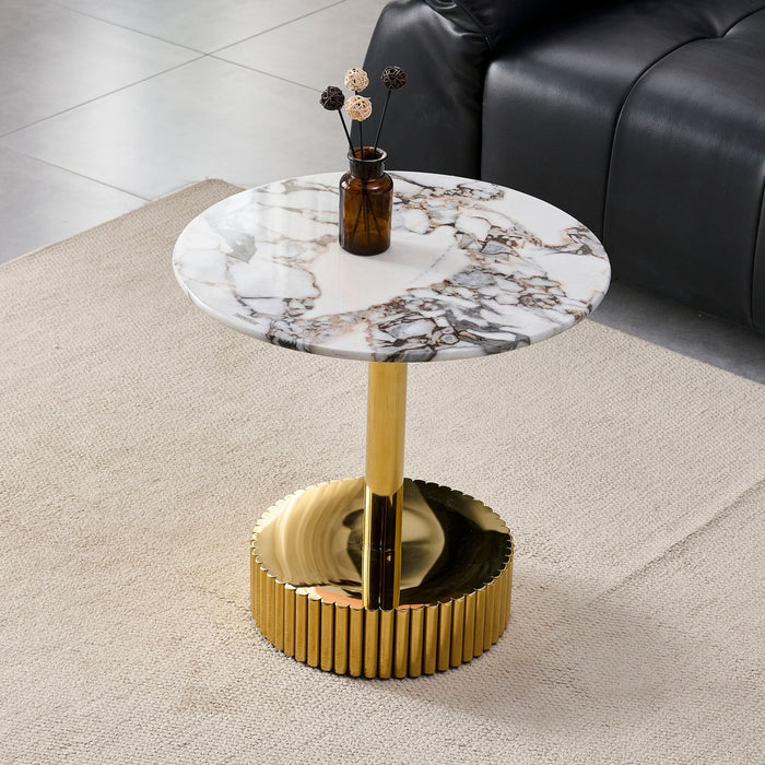 End Table For Living Rooms - Gold / White