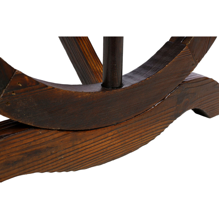 Rustic Wooden Bench With Wagon Wheel Legs For Garden And Patio - Brown