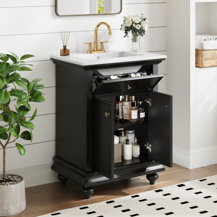 Modern Bathroom Vanity With Tip-Out Drawer And Soft-Close Hinges