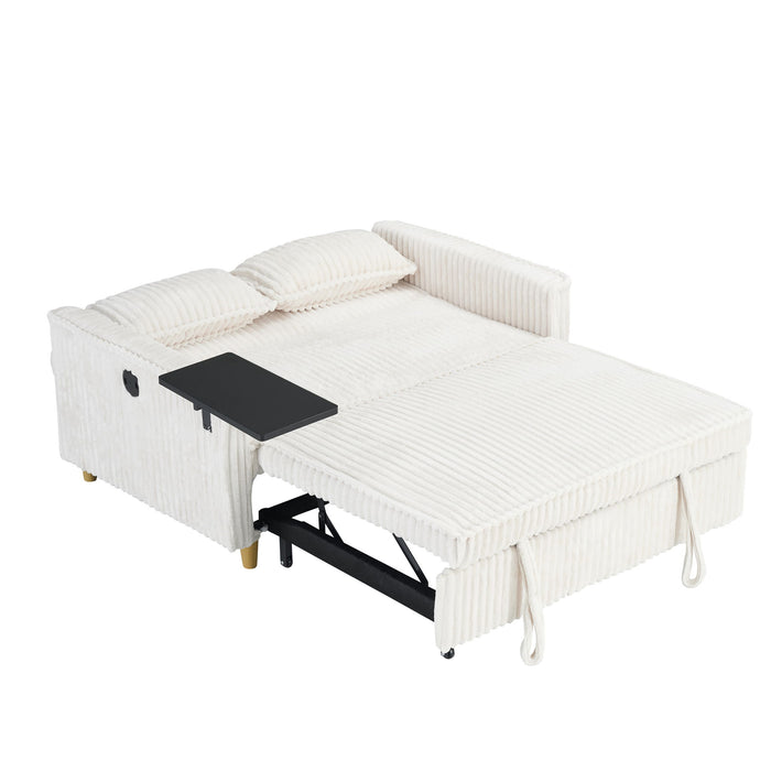 Pull Out Sofa With Movable Tabletop And USB Ports