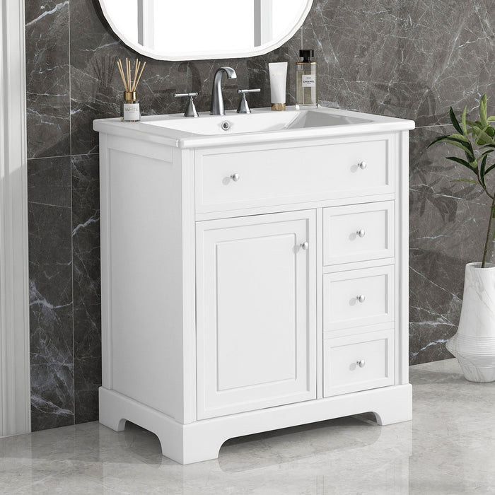 Bathroom Vanity With Sink Top, Cabinet With Door And 2 Drawers - White