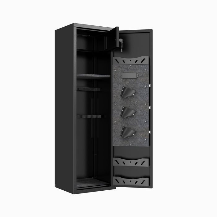 High Large Capacity Mechanical Gun Safe For Rifles & Handguns, Digital Password Lock, Built In Independent Lock Box, Adjustable Shelves - Black