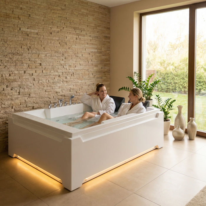 Xavier - Double Massage Bathtub - Milk White