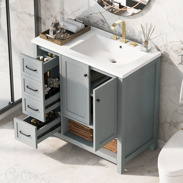 Bathroom Vanity With Sink Top, Bathroom Vanity Cabinet With 2 Doors And 2 Drawers, Open Shelf