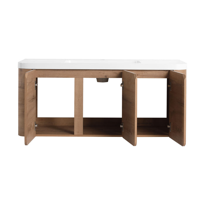 Wall Mounted Bathroom Vanity With Sink, 3 Soft Close Doors