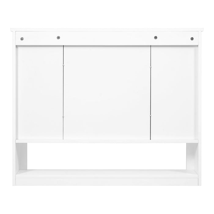Wall-Mounted Bathroom Cabinet With Mirror And Open Shelf - White