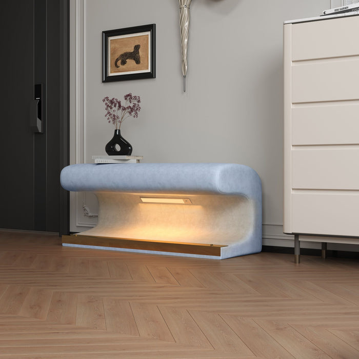 Modern Upholstered Entryway Bench With LED Sensor Light