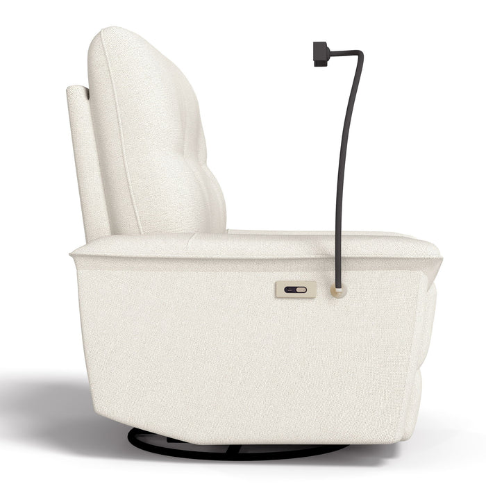 270° Power Swivel Rocker Recliner Chair With Phone Holder, Electric Glider Reclining Sofa With USB Ports For Living Room Bedroom - Beige