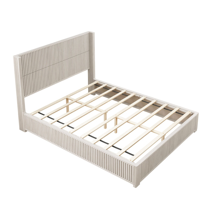 Platform Bed Frame With Headboard, Floor Standing Design