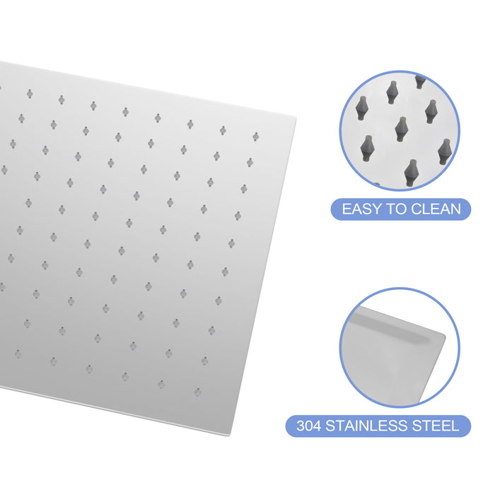 Modern 10" Square Rainfall Shower Head & Stainless Steel Wall Or Ceiling Mount Luxury Spa Shower Panel