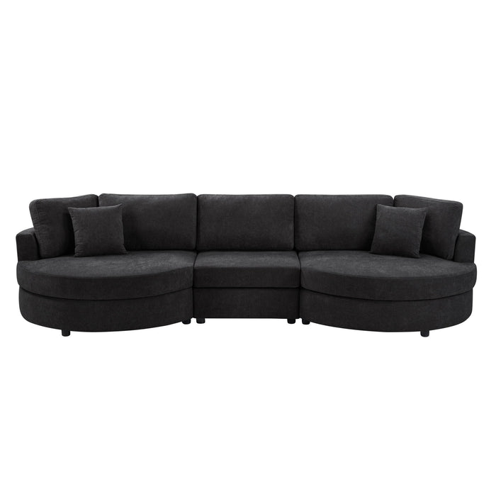 Modern 3 Seater Upholstered Sofa With Curved Design