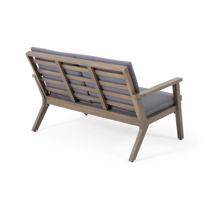 Avacyn - Outdoor Loveseat And Coffee Table Set With Cushions - Dark Gray