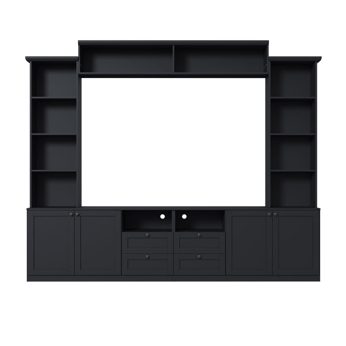 Farmhouse Elegant Entertainment Center Wall Unit With 4 Drawers