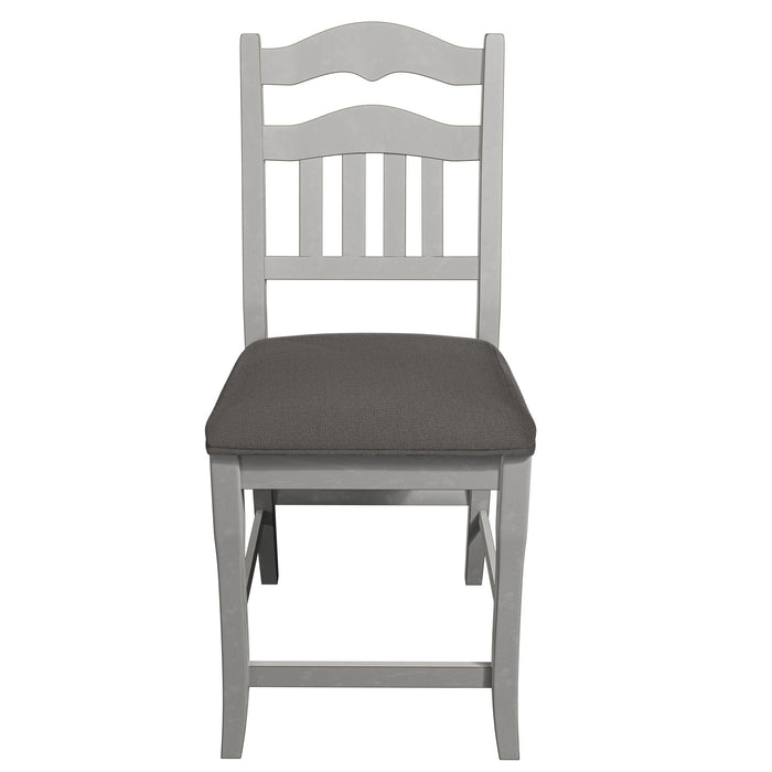 Counter Height Dining Chairs With Upholstered Cushion And Ladder Back Design (Set of 2) - Antique White