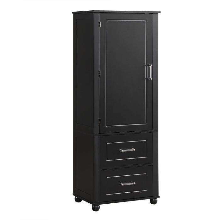 Tall Freestanding Bathroom Storage Cabinet With 2 Drawers And Adjustable Shelf