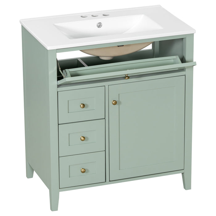 Bathroom Vanity With Sink, 3 Drawers And Adjustable Shelf, Freestanding Storage Unit