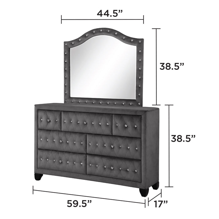 Sophia - Tufted Mirror - Gray