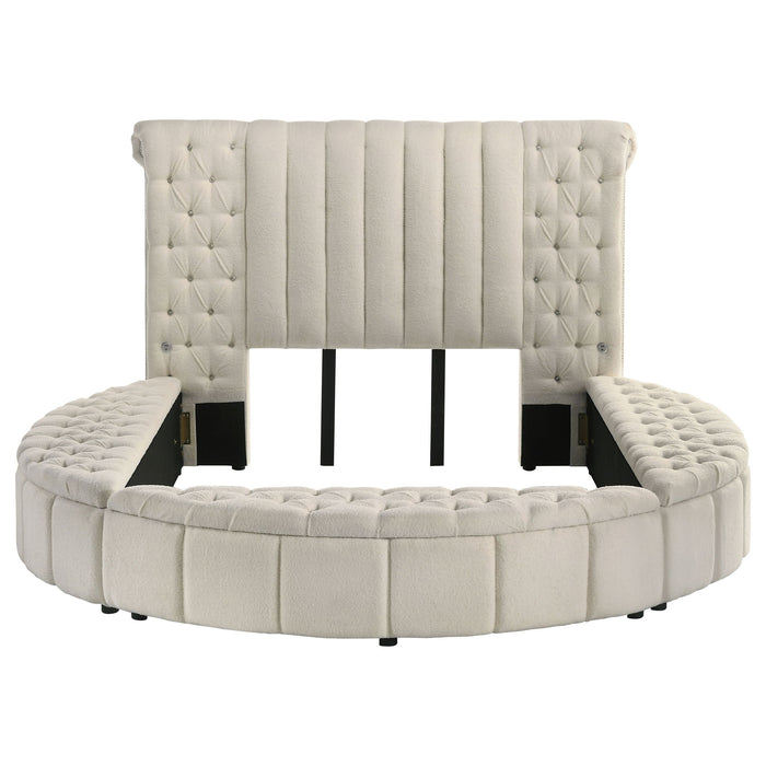Santiago - Upholstered Round Storage Bed With Built In Charging Ports